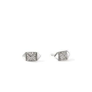 Icon Stud Earrings, Sterling Silver, Diamonds, 5MM