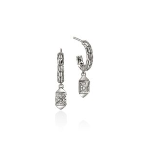 Icon Stud Earrings, Sterling Silver, Diamonds, 5MM
