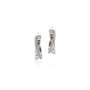 JH Essential Pavé Crossover Earring, Sterling Silver, Diamonds, 20.5MM