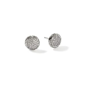 JH Essential Pavé Stud Earring, Sterling Silver, Diamonds, 10MM