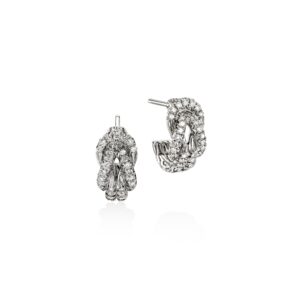 Love Knot Earrings, Sterling Silver, Diamonds