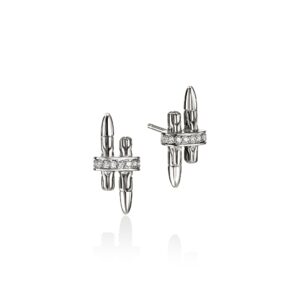 Spear Stud Earrings, Sterling Silver, Diamonds