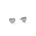 JH Essential Heart Stud Earrings, Sterling Silver, Diamonds