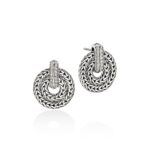Icon Link Earrings, Sterling Silver, Diamonds, 22MM