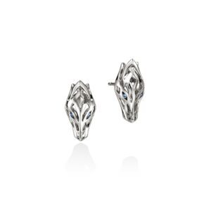 Naga Stud Earrings, Sterling Silver, Blue Sapphires