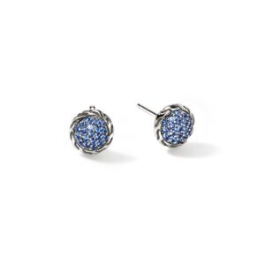 JH Essential Pavé Stud Earring, Sterling Silver, Gemstones, 7MM