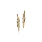 Spear Hoop Earring, Gold, Diamonds, 40MM