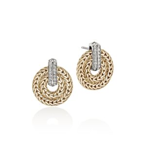 Icon Link Earrings, Gold, Diamonds, 22MM