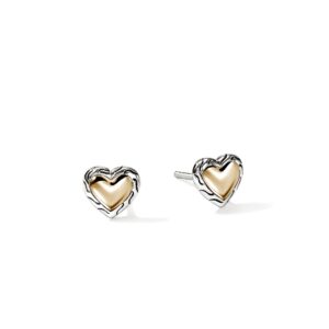 JH Essential Heart Stud Earrings, Gold, Sterling Silver