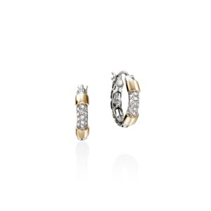 JH Essential Pave Hoop Earrings, Gold, Sterling Silver, Diamonds, 14.5MM