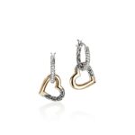 JH Essential Heart Drop Earrings, Gold, Sterling Silver, Diamonds