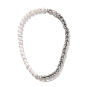 Surf Necklace, Sterling Silver, Pearls, 10.5MM