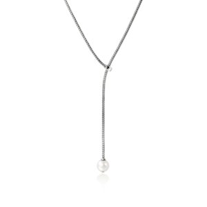 JH Essential Pearl Lariat Necklace, Sterling Silver, 1.8MM