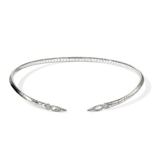 Naga Flex Collar, Sterling Silver,  Diamonds, 5MM