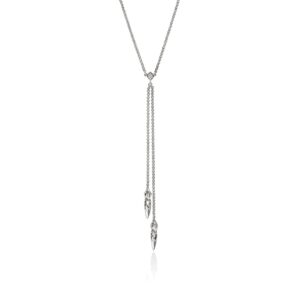 Naga Y Necklace, Sterling Silver, Diamonds, 1.5MM