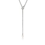 Surf Y Necklace, Sterling Silver, Diamonds, Pearl