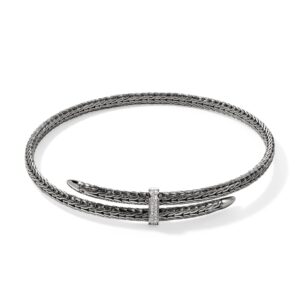 Spear Coil Choker, Dark Silver, Diamonds