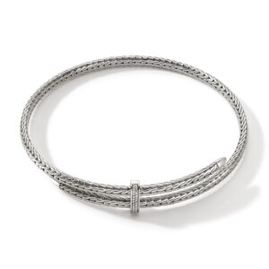 Spear Coil Choker, Sterling Silver, Diamonds