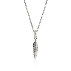 Feather Talisman Necklace, Sterling Silver, Diamonds
