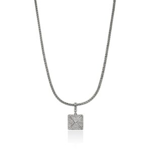 Icon Stud Pendant Necklace, Sterling Silver, Diamonds, 2.5MM