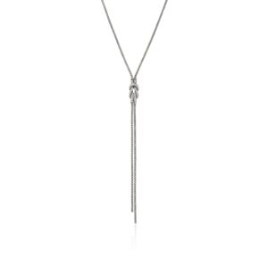 Love Knot Y Necklace, Sterling Silver, Diamonds