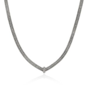 Icon Link Necklace, Sterling Silver, Diamonds, 6MM
