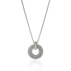 Icon Link Pendant Necklace, Sterling Silver, Diamonds, 2MM