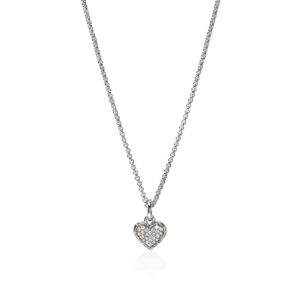 JH Essential Heart Pendant Necklace, Sterling Silver, Diamonds, 1.5MM