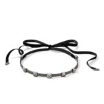 Icon Stud Choker, Dark Silver, Diamonds, Velvet Ribbon