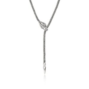 Naga Y Necklace, Sterling Silver, Diamonds, 4.4MM
