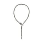 Naga Y Necklace, Sterling Silver, Diamonds, 7.5MM