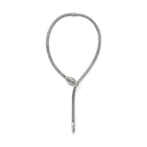 Naga Y Necklace, Sterling Silver, Diamonds, 7.5MM