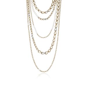 Surf Multi-Layer Necklace, Gold, Diamonds, Pearl