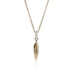 Feather Talisman Necklace, Gold, Diamonds