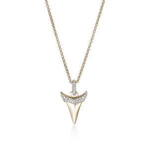 Shark Tooth Talisman Necklace, Gold, Diamonds