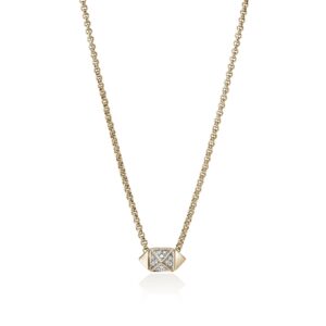 Icon Stud Necklace, Gold, Diamonds, 1.5MM