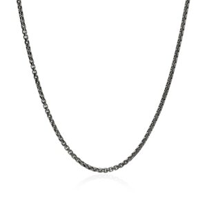 Box Chain Necklace, Dark Silver, 2.7MM
