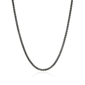 Box Chain Necklace, Dark Silver, 3.7MM