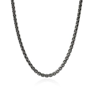 Box Chain Necklace, Dark Silver, 6MM
