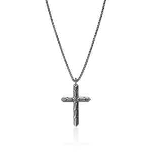 Icon 50 Cross Pendant Necklace, Dark Silver