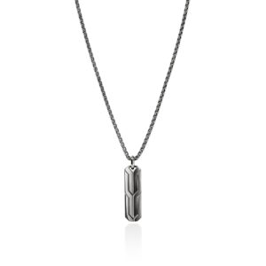 Icon 50 Tag Pendant Necklace, Dark Silver