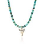Sharktooth Heishi Necklace, Gold, Hardstones, Diamonds