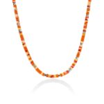 Heishi Necklace, Sterling Silver, Spiny Oyster, 4MM