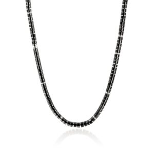 Heishi Necklace, Sterling Silver, Black Onyx, 6MM