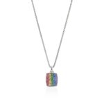 Rainbow Tag Necklace, Sterling Silver, Gemstones