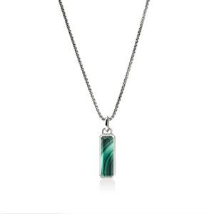 Malachite Talisman Necklace, Sterling Silver