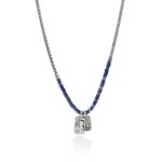 Heishi Tag Necklace, Sterling Silver, Hardstones