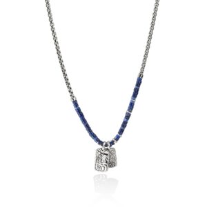 Heishi Tag Necklace, Sterling Silver, Hardstones