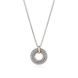 Icon Link Pendant Necklace, Sterling Silver, Gold, 2MM