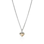 JH Essential Heart Pendant Necklace, Sterling Silver, Gold, 1.5MM